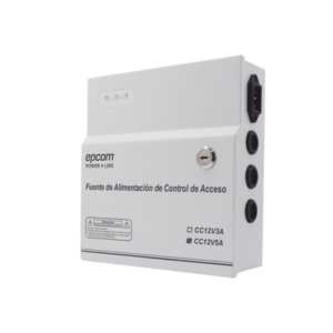 Fuente de Poder / 1 Salida 11-15 Vcc /  5 A / Temporizador Integrado / Con Capacidad de Batería de Respaldo / Requiere Batería / Aplicaciones en sistemas de control de Acceso
