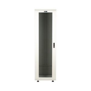 Gabinete Rack 42 Unidades / Piso 19 Pulgadas / Puerta Cristal Templado / Capacidad Carga 1000 Kg / Acero Calibres 16-18-20 / Ventilación Superior / Cerradura Seguridad, Niveladores Incluidos