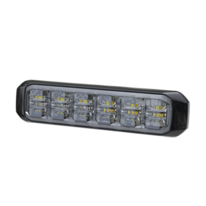 Luz Auxiliar de 18 LED, Tricolor Rojo/Blanco/Azul, Lente Transparente, Bisel Negro, SAE