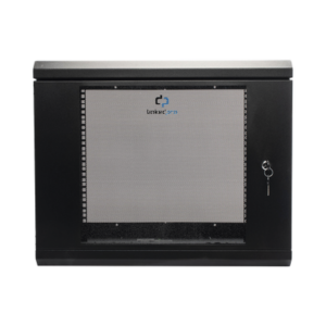 Gabinete de Pared de 9U con Puerta de Cristal Templado, 455 mm de Profundidad, Rack de 19'', Acero Reforzado Color Negro.