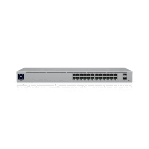 Switch UniFi Capa 2 / 24 Puertos Gigabit / 16 Puertos PoE+ 802.3af/at / 95W Total / 2 Puertos SFP 1G / Pantalla LCM / Sin Ventilador