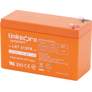 Batería de respaldo 12 V | 7.5 Ah |  AGM | Certificada UL94-V0 Retardante a la Flama  | Especial para Seguridad Electrónica | UPS  | Sistemas de Emergencia  | Vida útil 5 años | Terminales F1  + Adaptador F2
