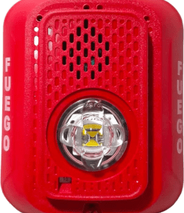 Sirena con Lampara LED Estroboscópica / 2 hilos / Montaje en Pared / Color Rojo / Configuración Estroboscópica Seleccionable