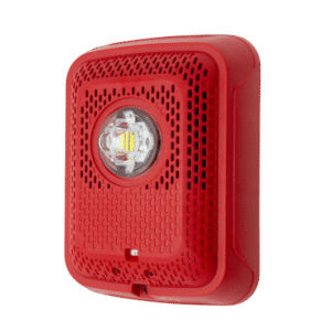 Bocina con Lámpara Estroboscópica, Montaje en Pared, Color Rojo, Nuevo Diseño Moderno y Elegante y Menor Consumo de Corriente