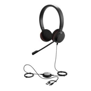 Jabra Evolve 20 DUO con conexión USB C/A, Micrófono con Cancelación de Ruido de Ultima Generación, Configuración Plug and Play (4999-829-269)