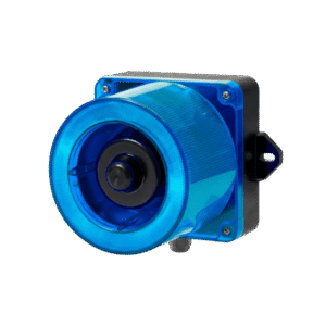Combinacion de baliza LED color Azul y sirena electrónica de 31 tonos resistente a la intemperie de volumen máx. 123 dB a 110-220 VCA