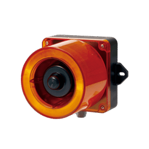 Combinacion de baliza LED color Ámbar y sirena electrónica de 31 tonos resistente a la intemperie de volumen máx. 123 dB a 12-24 VCD