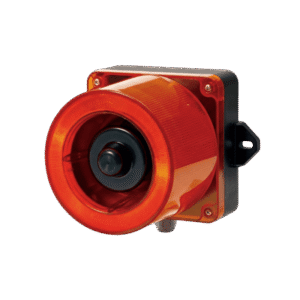 Combinacion de baliza LED color Rojo y sirena electrónica de 31 tonos resistente a la intemperie de volumen máx. 123 dB a 12-24 VCD