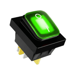 Interruptor tipo Switch con Led Color Verde / IP65 / Diseño Industrial / NO, COM, NC / Terminales tipo F1