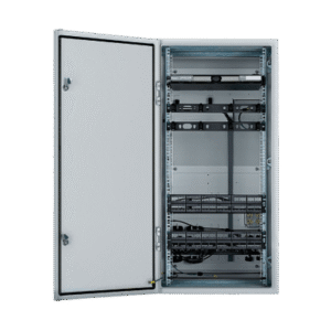 Gabinete Industrial Preconfigurado de Montaje en Pared, Fabricado en Acero Bajo en Carbono, Protección NEMA 4/12 IP66, de 26 UR, Color Gris