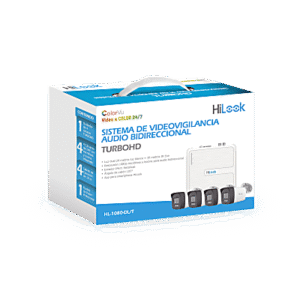 Kit TurboHD 1080p / DVR 4 canales / 4 Cámaras Bala de Policarbonato / Audio Bidireccional / Dual Light (IR + Luz Blanca) / H.265+ / 1 Fuente de Poder Profesional / Accesorios de Instalación