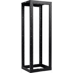 Rack de Cuatro Postes Estándar de 19", Rieles Con Orificio Para Tuerca Enjaulada, Profundidad Ajustable de 23 a 42 in, 45 Unidades de Rack, Color Negro