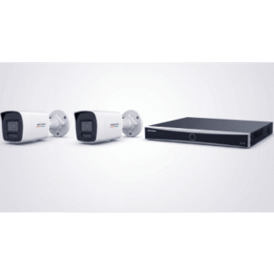 [ KIT ACUSEEK 2 CAM + 1 NVR ] / NVR 12 Megapixel / 8 Canales IP / 8 Puertos PoE / Cámara 4 MP / Tipo Bullet / Luz Dual 30 mts IR + 30 mts Luz blanca / Microfono Integrado / Exterior IP67 / WDR