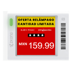 Etiqueta Electrónica de Estantería / Pantalla EPD 1.5" / 152x152 Píxeles / 4 Colores / BLE 5.0 con AES-128 / Autonomía 3 Años / NFC / 180° Visión