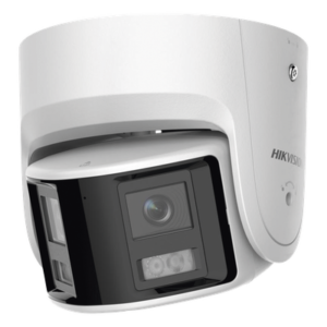 Cámara Turret IP / 4 Megapixel / Dual Lente 2.8 mm / Panorámica 180° / IR 30 m (98.4 ft) / IP67 / Audio Bidireccional / AcuSense / WDR 120 dB