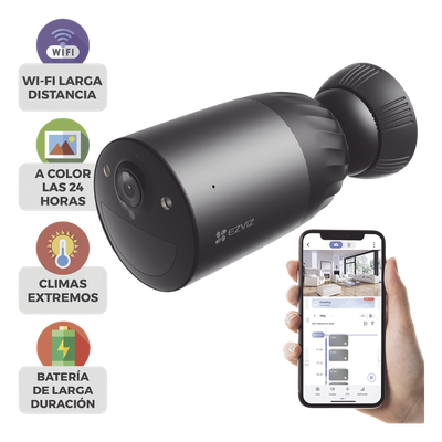 Cámara IP WiFi / 4K 8 MP / Lente 2.8mm / Visión Nocturna Color 15 m (49.2 ft) / Batería Recargable / Audio Bidireccional / IP65