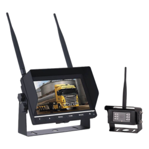 Sistema de Cámara de Reversa Inalámbrico / Monitor Táctil 7" / Resolución 800x480 / Visión Nocturna 20 m (65.6 ft) / Alcance 200 m (656 ft) / IP67